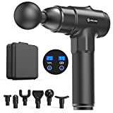 AERLANG Massage Gun, Deep Tissue Massager, Portable Muscle Massage Gun for Back Neck Muscle Relieve, Quiet Brushless Motor 20 Variable Speeds Digital Display 6 Massage Heads and Carrying Case