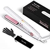 Terviiix Mini Flat Iron for Short Hair, Small Hair Straightener for Bangs, Ceramic Mini Hair Curler for Thin Fine Hair, Compact Travel Straightening Iron, Temperature Control, Dual Voltage, 1/2''
