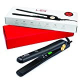 HSI PROFESSIONAL CERAMIC TOURMALINE IONIC DIGITAL FLAT IRON HAIR STRAIGHTENER INCLUDES GLOVE + POUCH AND travel size Argan Oil Leave In Hair Treatment. WORLDWIDE DUAL VOLTAGE 110v-220v (Black)
