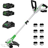 SOYUS Cordless String Trimmer 12 Inch Weed Wacker Cordless 20v Electric Weed Eater, 2 Pcs 2.0Ah Battery Weed Trimmer / Edger, Lightweight Grass Trimmer with 8 Pcs Replacement Spool Trimmer Lines