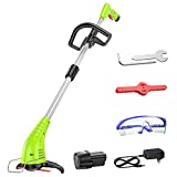String Trimmer Cordless Weed Wacker: Hongmai 12V Power Grass Trimmer with Battery Powered Lawn Edger Adjustable Handle and Height Electric Weed Eater Mower for Yard and Garden