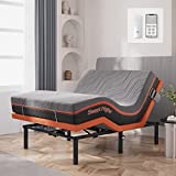 Adjustable Bed Frame Queen, Sweetnight Upholstered Adjustable Bed Base with Bluetooth Wireless Syncing, Under Bed Light with Motion Sensor, Zero Gravity, Dual USB Ports