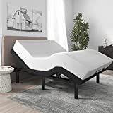 SHA CERLIN Full Size Adjustable Bed Base/Bed Frame with Motorized Head and Foot Incline,Zero-Gravity,Wireless Remote,Soft Linen Fabric Attached,Wood Board Support (Only Base)