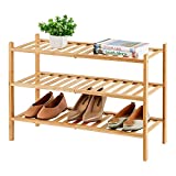 3-Tier Free Standing Shoe Racks, Stackable | Beautiful | Natural | Functional | Sturdy, Bamboo Shoe Rack for Entryway Hallway Closet