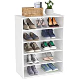 HAIOOU Shoe Rack, 5-Tier Stackable Wooden Shoes Rack Organizer Free Standing Shoe Storage Stand with One Movable Storage Shelf for 10-15 Pairs, Perfect for Entryway, Hallway, Closet - Modern White