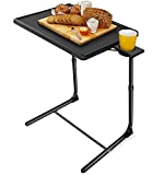 LORYERGO TV Tray - TV Table, Adjustable Tray for Eating, Folding Table Trays, w/6 Height & 3 Tilt Angle, w/Cup Holder, Dinner Tray for Eating on Couch, Laptop Tray for Bed & Couch