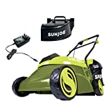 Sun Joe MJ401C-XR 14-Inch 28-Volt 5-Amp Cordless Lawn Mower w/Brushless Motor, 10.6-Gallon Detachable Collection Bag, Lightweight, Green