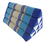 Thai Triangle Cushion - Kapok Floor Wedge Pillow - Large Backrest Knee Support - 20 x 13 x 13 Inches (Daisy Indigo Blue)