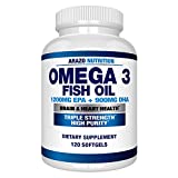 Omega 3 Fish Oil 4,080mg - High EPA 1200mg + DHA 900mg Triple Strength Burpless Softgels - Arazo Nutrition (120 Soft Gels)