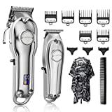 SUPRENT® Hair Clippers for Men, Professional Hair Cutting Kit & T-Blade Trimmer Combo, Cordless Hair Clipper Set with LED Display for Home Use