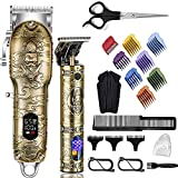 Lanumi Hair Clippers for Men Cordless Cutting T-Blade Trimmer Kit Professional Barber Clipper and Beard Trimmer Set Cordless USB Rechargeable Hair Cutting Kit