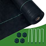 WEEDING Weed Barrier, 4ft x100ft Weed Barrier Landscape Fabric Heavy Duty,3.2oz Roll Woven Pro Weed Barrier Fabric, Weeds Control & Easy Setup, Black