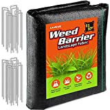 LAVEVE 6FT x 50FT Weed Barrier Landscape Fabric, 3.2oz Premium Heavy-Duty Gardening Weed Control Mat, Ground Cover for Gardening, Farming with 20 U-Shaped Securing Pegs