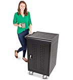 Line Leader 30 Unit Compact Mobile Charging Cart | Locking Cabinet Holds 30 Tablets, Laptops or Chromebooks | UL Safety Storage Cart with Two 15-Outlet Power Strips | Mobile Lab for School & Classroom