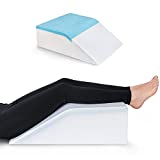 Leg Elevation Pillow with Memory Foam & Cooling Gel - Wedge Pillow for Sleeping, Cooling Pillow, Sciatica Pain Relief Pillow - for Back Pain, Foot Pain and Leg Circulation - Removable, Washable Cover
