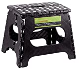 Greenco Folding Step Stool for Kids and Adults | 10.75' Inches | Foldable Stool for Office, Home, Closet, Kitchen, Bathroom, Super Strong 300 lb Weight Limit, Non-Slip Surface with Carry Handle, Black