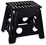 Folding Step Stool, 13 Inch - The Anti-Skid Step Stool is Sturdy to Support Adults and Safe Enough for Kids. Opens Easy with One Flip. Great for Kitchen, Bathroom, Bedroom, Kids or Adults. (Black)