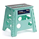 Flottian 13' Folding Step Stool for Adults and Kids Holds Up to 300 lbs ,Non-Slip Folding Stools with Handle, Compact Plastic Foldable Step Stool for Bathroom,Bedroom, Kitchen,Teal,1PC