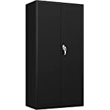 Black Metal Storage Cabinet Locking Steel Storage Cabinet with 4 Adjustable Shelves 72”H×36”W×18”D Tall Metal Utility Storage Cabinet 2 Door