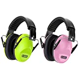 Dr.meter Kids Noise Reduction Earmuffs with 27 NRR Hearing Protection Earmuffs for Shooting Sleeping and Studying, 2 Packs, Green & Pink