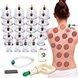 Cupping Therapy Sets,24 Cups Hijama Cupping Set with Pump Vacuum Suction Cups for Body Cellulite Cupping Massage Back Pain Relief ，Chinese Cupping Therapy