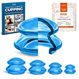 Lure Essentials Edge Cupping Set – Ultra Clear Blue Silicone Cupping Therapy Set for Cellulite Reduction and Myofascial Release - Massage Therapists and Home Use (Set of 4, Blue)