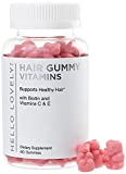 Hello Lovely Hair Vitamins Gummies with Biotin 5000 mcg Vitamin E & C Support Hair Growth, Premium Vegetarian, Non-GMO, for Stronger, Beautiful Hair & Nails, Red Berry Supplement - 60 Gummy Bears