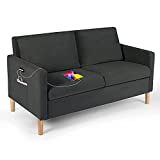 TYBOATLE 55' Modern Fabric Loveseat Sofa with 2 USB Charging Ports, Love Seats Furniture Suitable for Small Spaces, Living Room, Office, Soft Couch Easy to Install (Dark Grey)