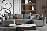 HONBAY Reversible Sectional Couch U-Shaped Sofa with Modern Fabric Modular Sectional Sofa with Chaises, Grey