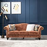 Acanva Luxury Mid-Century Camelback Velvet Living Room Sofa, 89'W Couch, Tangerine