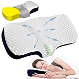 BEYAHELA Cervical Pillow for Neck Pain, Memory Foam Contour Pillows, Ergonomic Orthopedic Sleeping Contoured Support Pillow for Side Sleepers and Stomach Sleepers (Blue)
