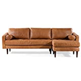 POLY & BARK Napa 104.5' Right-Facing Sectional Sofa in Full-Grain Pure-Aniline Italian Tanned Leather in Cognac Tan