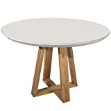 Manhattan Comfort Duffy Modern Round Dining Table with 4MM Non-Removable Glass, 45.27', Off White