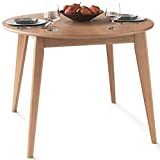 Scandinavian Contemporary New Classic Furniture Mid Century Modern Orion 40 Round Dining Table,Natural Brown Finish 40 inch Table Dinning Room Table - Circle Table Birch Solid Wood Dining Table