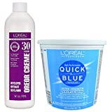 L'Oreal Technique Quick Blue Powder Bleach Extra Strength 1lb w/30 Volume Oreor Developer 16oz Bundle