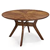Round Dining Table for 6, Solid Wood, 52-Inch in Diameter