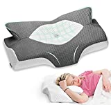 Elviros Cervical Memory Foam Pillow, Contour Pillows for Neck and Shoulder Pain, Ergonomic Orthopedic Sleeping Neck Contoured Support Pillow for Side Sleepers, Back and Stomach Sleepers (Dark Grey)