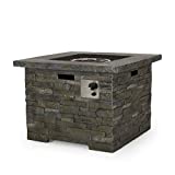 GDFStudio | Stonecrest | Outdoor Square Fire Pit, Natural Stone