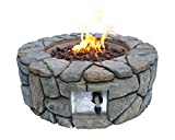 Peaktop HF09501AA Round 40,000 BTU Propane Gas Fire Pit Stone Look for Outdoor Patio Garden Backyard Decking with PVC Cover, Lava Rock, 28' x 28', Gray