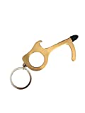 Touchless Door Opener Tool, Brass No Touch Tool Clean Key for Safety Hands Free Use and Opening Doors, Touchless Key Tool Buttons Pusher, Safe Touch and Door Opener Keychain No Touch Tool with Keychain Ring, Stylus for ATM, Doors, Elevators, Touch Screens (Brass, 1 Pc)
