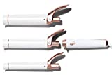 T3 Twirl Trio Interchangeable Custom Blend Ceramic Three Barrel Professional Curling Iron Set for Endless Styling Possibilities, 1.5' Clip Barrels, White, 3 Piece Assortment