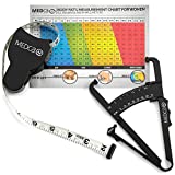 Body Fat Caliper and Measuring Tape for Body - Skinfold Calipers and Body Fat Tape Measure Tool for Accurately Measuring BMI Skin Fold Fitness and Weight-Loss, (Black)