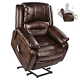 TACKspace Power Lift Recliner Chair for Elderly, Safe Slow Lift Motor, Breathable and Soft Faux Leather with Side Pocket, USB Port and Remote Control for Adults Under 5.6' up to 330LBS, Brown