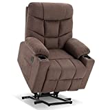 Mcombo Electric Power Lift Recliner Chair Sofa for Elderly, 3 Positions, 2 Side Pockets and Cup Holders, USB Ports, Fabric 7286 (Brown)