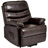 JC Home Sabadell Wall-Hugger Power-Lift Recliner with Faux-Leather Upholstery, Burnt Brûlée