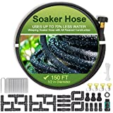 Soaker Hose Pro 150 FT with 1/2' Diameter Saves 70% Water Great for Garden and Flower Beds Accessories Contain Various Connections and Control Switches