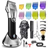 Hair Clippers for Men Professional, Cordless Hair Clippers with 8 Color Guide Combs, Electric Clippers for Hair Cutting Grooming Kit Home Barbers Clipper Set, Rechargeable, LED Display