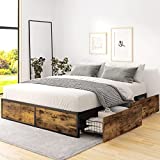 Ikalido Queen Bed Frame with 4 XL Storage Drawers, Metal Platform Bed Frame Queen Size with Footboard, 13 Strong Metal Slat Support / No Box Spring Needed / Easy Assembly/Space Saving