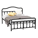Ciays Queen Size Metal Platform Bed Frame Mattress Foundation with Sturdy Steel Headboard and Footboard No Box Spring Needed Under Bed Storage Steel Slats, Black