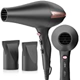 Ionic Salon Hair Dryer - Professional Blow Dryer with Diffuser & Comb - Lightweight Travel Hairdryer for Normal & Curly Hair - Includes a Volume Diffuser, Smooth & Styling Nozzle Attachment 6 Modes